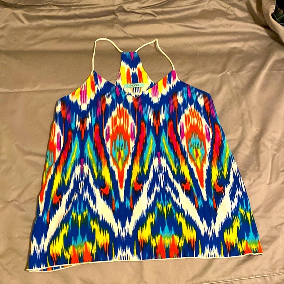 Karlie Spaghetti strap racerback top NWOT never worn Sz M, multi colors. - Picture 4 of 8